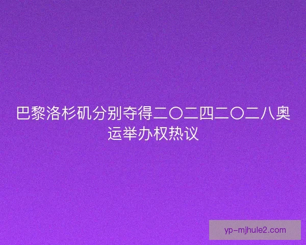 巴黎洛杉矶分别夺得二〇二四二〇二八奥运举办权热议